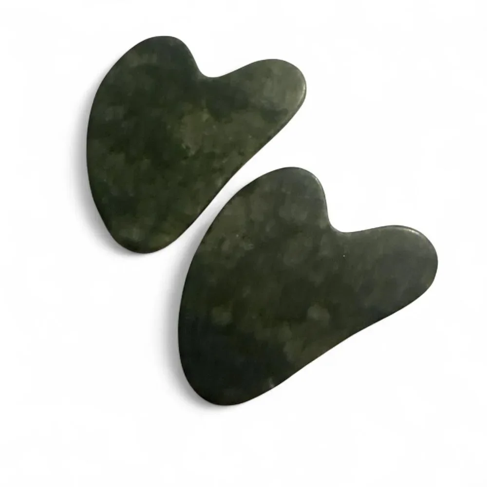 Green jade heart-shaped Gua Sha tools